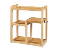 [en.casa] Estantería de Pared para Baño Multifuncional Estantería de Almacenamiento con 5 Estantes 1 Gancho Lateral para Toalla Borde Anticaída Bambú 42 x 37 x 17cm - Natural