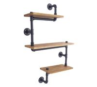 Estantería de pared industrial vintage de 3 niveles, color negro y marrón, 60 x 20 x 100 cm, montado en la pared, 3 niveles, flotante, con capacidad de carga de 30-50 kg, para salón, dormitorio