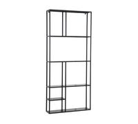 [en.casa] Estantería de Pared Jämijärvi Estante Mural con Varios Compartimentos Abiertos Mueble de Salón Baño Cocina Pasillo Acero Duradero 180 x 80 x 18 cm - Negro Mate