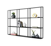 Estantería de pared jelsa con 9 compartimentos abiertos librería hierro 130 x 18 x 110 cm en negro [en.casa]