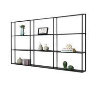 Estantería de pared jelsa con 9 compartimentos abiertos librería hierro 160 x 18 x 110 cm negro [en.casa]