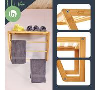 Estantería de pared para baño 3 toalleros Estante superior 42x30x20 cm Bambú Blumfeldt