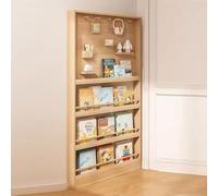 Estantería de pared para niños con ganchos, libro de madera para guardería y habitaciones infantiles, ideal para libros, revistas y periódicos (tamaño: 100 x 10 x 178 cm)