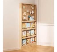 Estantería de pared para niños con ganchos, libro de madera para guardería y sala de juegos, elegante estantería infantil para libros, revistas y periódicos (tamaño: 80 x 10 x 178 cm)