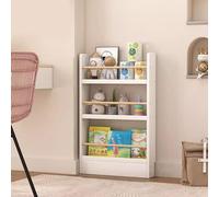 Estantería de pared para niños, estantería de pared para niños, estantería para guardería, estantería estrecha para niños, estantería independiente de 3 niveles para libros, revistas y periódicos