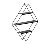 [en.casa] Estantería de Pared con 3 Estantes en Forma de Diamante Estanteria para un Almacenamiento Versátil Diseño Industrial 66 x 50 x 9 cm Metal - Negro