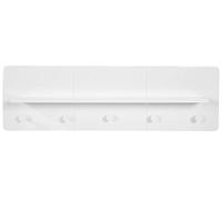 Estantería de pared - Quadro New - Estantería de pared, color blanco, 5 ganchos, 1 estante, tamaño: 25 x 100 x 18 cm