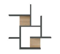 [en.casa] Estantería de Pared Reyna con 7 Estantes Estantería Flotante para Dormitorio Sala Oficina Instalación Mural 66 x 63 x 15 cm - Antracita/Efecto Madera