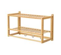 Estantería de pared thyborøn con toallero y ganchos bambú 30 x 55 x 23 cm - natural [en.casa]