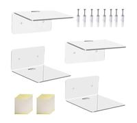 Estantería de pared transparente, 4 unidades de soporte multifunción, 10 cm, estantes versátiles y estables, para salón, baño, almacenamiento, álbum, cocina, estantería, dormitorio, lugar de trabajo