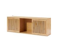 Estantería de pared ypäjä con puertas bambú 93x20x33 cm - natural [en.casa]