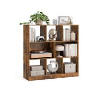 VASAGLE Librería, Estantería de Pie, con 8 Compartimentos Abiertos, Utilizable Horizontalmente, Lateralmente o Boca Abajo, 30 x 97,5 x 100 cm, para Sala de Estar, Oficina, Marrón Rústico LBC52BX