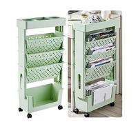Estantería de pie de 5 niveles, revistero, carritos para libros con ruedas, carrito rodante multiusos para archivos, carrito móvil, carrito rodante utilitario, ruedas para guardar estantes,Verde
