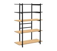 Estantería de pie kappespoo con 5 estantes acero 124x80x35cm - negro/roble [en.casa]