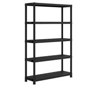 Estantería de plástico XL (Al x An x Pr: 187 x 120 x 40 cm, Capacidad de carga por balda: 70 kg, Número de baldas: 5 ud., Inserción, Negro)