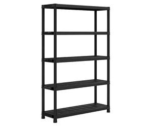 Estantería de plástico XL (Al x An x Pr: 187 x 120 x 40 cm, Capacidad de carga por balda: 70 kg, Número de baldas: 5 ud., Inserción, Negro)