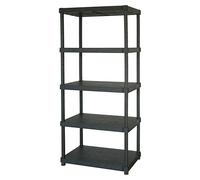 Estantería de plástico XL (Al x An x Pr: 187 x 90 x 60 cm, Capacidad de carga por balda: 90 kg, Número de baldas: 5 ud., Inserción, Negro)