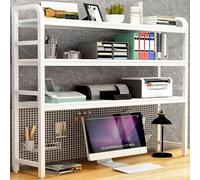 Estantería De Sobremesa - Estante Librería De Sobremesa, Librería De Escritorio De 3 Niveles Para Escritorio De Computadora, Estantería De Escritorio De Hierro Forjado Multiusos(White,115X24X120CM)