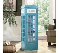 Estantería de teléfono vintage con puerta acrílica, unidad de exhibición de pie de 5 niveles para sala de estar, librería y almacenamiento de cafetería