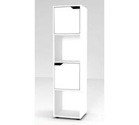 Estantería de URBNLIVING, de madera, con forma cúbica, con puertas , madera, White Bookcase and White Door, 4 Cube