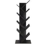 Estantería de varios niveles en la sala de estar, estantería para libros en forma de árbol, estantería pequeña, moderna, pie, en esquina, gabinete de almacenamiento alto estrecho,Negro,40*20*127CM