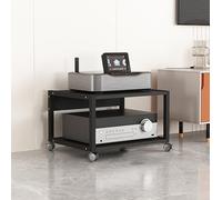 Estantería de video moderna de mediados de siglo, soporte de esquina para consolas de juegos, DVD y estéreo, elegante soporte de torre para sala de estar y configuración de juegos.