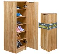 Estantería de Zapatos de Madera BAKAJI Multiusos que , Resistente a Arañazos, Armario Todo en Uno con 6 Compartimentos y 5 Estantes, Ideal para el Hogar, Entrada, Oficina, , 30 x 35 x 100 cm