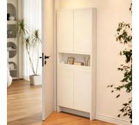 Estantería detrás de la puerta Ultrafina de 12 cm -estantería de almacenamiento de madera maciza de 5 niveles con puertas y paneles traseros, adecuada para dormitorios Four Doors 60*12*180cm