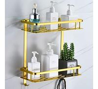 Estanteria Ducha Dorado, Estantería Baño Sin Taladro Estante Ducha de Metal, Organizador Baño de Pared, Repisas Baño para Guardar Champú y Gel de Ducha, Balda Pared Adhesivo, Antióxido (2 Cesta)