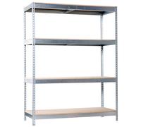 Simon Rack Estanteria Industrial, 2000x1800x450 mm, 400 kg de Punto Flexión, 4 Estantes Madera, Estanterias Almacenaje, Estanterias Metalicas, Galvanizado/Madera - SimonTaller