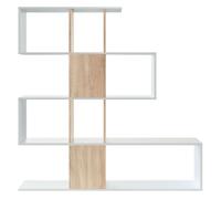 Habitdesign Estantería Librería, Modelo Zig-Zag-3, Acabado Blanco Artik y Roble Canadian, Medidas: 145 cm (Alto) x 145 cm (Ancho) x 28 cm (Fondo)