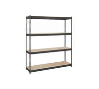 Simonrack Estantería metálica sin tornillos 4 baldas madera 500 kg 2000x2100x600 Antracita/Madera