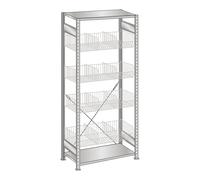 Estantería ensamblable con cestos de rejilla de alambre, galvanizada SCHULTE, A x P 1000 x 500 mm, con 4 cestos