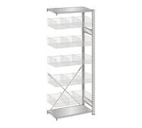 Estantería ensamblable con cestos de rejilla de alambre, galvanizada SCHULTE, A x P 1000 x 500 mm, con 5 cestos