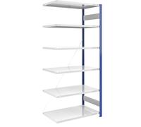 Estantería ensamblable de almacén, poste de estantería azul eurokraft pro, H x A 2500 x 1000 mm, balda gris luminoso
