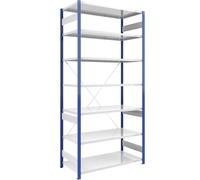 Estantería ensamblable de almacén, poste de estantería azul eurokraft pro, H x A 3000 x 1300 mm, balda gris luminoso