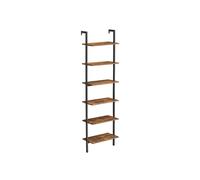 VASAGLE Estantería Escalera, Estantería de 6 Niveles, Librería de Escalera, para la Sala de Estar, Oficina, Dormitorio, 60 x 30 x 204,8 cm, Estilo Industrial, Marrón Rústico y Negro LLS103B01