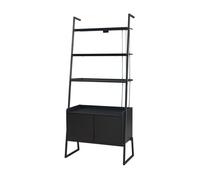 Estantería escalera storfjord de 5 niveles con armario 184x80x40cm - negro [en.casa]