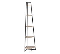 Estantería esquinera aliaj 5 estantes metal estilo industrial color negro y roble claro 180x35x35 cm 35 cm