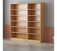 Estantería esquinera alta con panel trasero, diseño que ahorra espacio, ideal para almacenamiento y exhibición, acabado de madera natural, perfecto para el hogar y la oficina (A120A)