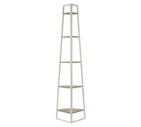 Estantería esquinera (An x Al: 34 x 180 cm, Número de baldas: 5 ud., Blanco/Beige)