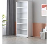 Estantería esquinera con panel trasero, espacio alto en estantes, estantería que ahorra espacio para almacenamiento y exhibición, ideal para espacios pequeños, color blanco (A40)