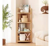 Estantería esquinera de 43.3 pulgadas, estante angular de madera, unidad de almacenamiento independiente para sala de estar, dormitorio, oficina, estudio, elegante de varios niveles