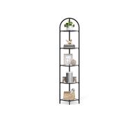 Vasagle LGT810B61 Estantería esquinera de 5 Niveles, estantería para Plantas, Estante de pie, estantes de Vidrio Templado, Marco de Acero, Moderno, para Sala de Estar, Cocina, Color Negro clásico