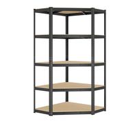 Estantería Esquinera de 5 Niveles Plata Pálido y Beige Natural