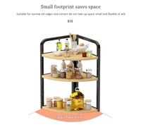 Estantería esquinera de cocina para especias, accesorios de cocina, estante para especias de madera, triángulo de hierro, organizador de escritorio (3 niveles)