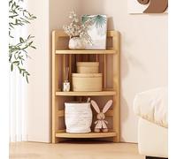 Estantería esquinera de madera de 31.5 pulgadas, estante de almacenamiento de 3 niveles, estantería independiente para sala de estar, dormitorio, oficina, estudio, muebles elegantes de biblioteca en