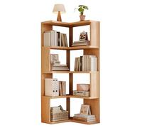 Estantería esquinera de madera | Elegante estante de esquina montado en la pared | Biblioteca de madera que ahorra espacio para sala de estar/dormitorio | Color madera original | 23.6 x 23.6 x 51.2