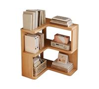 Estantería esquinera de madera | Estante de esquina montado en la pared con almacenamiento | Biblioteca de esquina de madera que ahorra espacio para sala de estar/dormitorio, acabado de madera