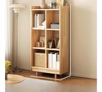 Estantería esquinera de madera maciza con panel alto, base sin polvo (15 cm), panel trasero completo para organización del hogar y la oficina, diseño de bordes curvados para un almacenamiento
